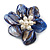 50mm/Blue Shell with Freshwater Pearl Bead Asymmetric Flower Brooch/Handmade/Slight Variation In Colour/Size/Shape/Natural Irregularities - view 2