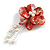 50mm D/Red Shell with Freshwater Pearl Bead Tassel Asymmetric Flower Brooch/Slight Variation In Colour/Size/Shape/Natural Irregularities - view 2