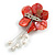 50mm D/Red Shell with Freshwater Pearl Bead Tassel Asymmetric Flower Brooch/Slight Variation In Colour/Size/Shape/Natural Irregularities - view 5