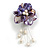 50mm D/Purple Shell with Freshwater Pearl Bead Tassel Asymmetric Flower Brooch/Slight Variation In Colour/Size/Shape/Natural Irregularities - view 2