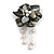 50mm D/Black Shell with Freshwater Pearl Bead Tassel Asymmetric Flower Brooch/Slight Variation In Colour/Size/Shape/Natural Irregularities - view 2