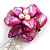 50mm D/Fuchsia Shell with Freshwater Pearl Bead Tassel Asymmetric Flower Brooch/Slight Variation In Colour/Size/Shape/Natural Irregularities - view 4