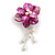 50mm D/Fuchsia Shell with Freshwater Pearl Bead Tassel Asymmetric Flower Brooch/Slight Variation In Colour/Size/Shape/Natural Irregularities - view 8