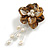 50mm D/Brown Shell with Freshwater Pearl Bead Tassel Asymmetric Flower Brooch/Slight Variation In Colour/Size/Shape/Natural Irregularities - view 2