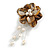 50mm D/Brown Shell with Freshwater Pearl Bead Tassel Asymmetric Flower Brooch/Slight Variation In Colour/Size/Shape/Natural Irregularities - view 8