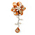 50mm D/Orange Shell and Freshwater Pearls Chain with Charms Asymmetric Flower Brooch/Slight Variation In Colour/Size/Shape/Natural Irregularities