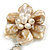 50mm D/Cream Shell and Freshwater Pearls Chain with Charms Asymmetric Flower Brooch/Slight Variation In Colour/Size/Shape/Natural Irregularities - view 4