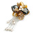 50mm D/Yellow/Cream/Black Shell with Freshwater Pearl Bead Tassel Asymmetric Flower Brooch/Slight Variation In Colour/Size/Shape/Natural Irregularitie