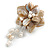 50mm D/Natural Shell with Freshwater Pearl Bead Tassel Asymmetric Flower Brooch/Slight Variation In Colour/Size/Shape/Natural Irregularities - view 2