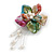 Multicoloured Shell with Freshwater Pearl Bead Tassel Asymmetric Flower Brooch/Slight Variation In Colour/Size/Shape/Natural Irregularities - view 2