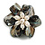 50mm/Black/Grey Shell with Freshwater Pearl Bead Asymmetric Flower Brooch/Handmade/Slight Variation In Colour/Size/Shape/Natural Irregularities - view 4