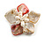 50mm/Red/Cream Shell with Freshwater Pearl Bead Asymmetric Flower Brooch/Handmade/Slight Variation In Colour/Size/Shape/Natural Irregularitie - view 6