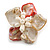 50mm/Red/Cream Shell with Freshwater Pearl Bead Asymmetric Flower Brooch/Handmade/Slight Variation In Colour/Size/Shape/Natural Irregularitie - view 2