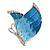 AB Crystals/Sky Blue Enamel Butterfly Brooch In Silver Tone Metal - 45mm Across - view 2