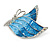 AB Crystals/Sky Blue Enamel Butterfly Brooch In Silver Tone Metal - 45mm Across - view 4