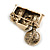 Vintage Inspired Aged Gold Tone Small Camera Brooch - 30mm Across - view 5