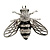Clear Crystal Black Enamel Bee Brooch in Silver Tone - 40mm Across - view 7