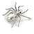 Statement Clear Crystal Spider Brooch In Silver Tone - 55mm Across - view 4