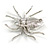 Statement Clear Crystal Spider Brooch In Silver Tone - 55mm Across - view 7