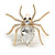 Statement Clear Crystal Spider Brooch In Gold Tone - 55mm Across