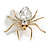 Statement Clear Crystal Spider Brooch In Gold Tone - 55mm Across - view 7