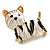 Black/ White Enamel Yorkie Dog Brooch In Gold Tone Metal - 35mm Across - view 4