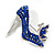 Sapphire Blue Crystal High Heel Shoe Brooch In Silver Tone Metal - 40mm L - view 2