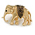 Adorable Elephant Brooch In Polished Gold Tone Metal - 40mm Across