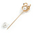 Gold Tone Crystal, Pearl Swan Lapel, Hat, Suit, Tuxedo, Collar, Scarf, Coat Stick Brooch Pin - 65mm L - view 2