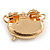Black/White Enamel Teapot Teacup and Spoon on The Tray Dimentional Brooch in Gold Tone/ Cartoon Style - 35mm Across - view 6