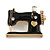Gold Tone Black Enamel Sewing Machine Brooch/ Vintage Style - 35mm Wide - view 2