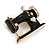 Gold Tone Black Enamel Sewing Machine Brooch/ Vintage Style - 35mm Wide - view 4