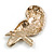 Amber/Citrine/AB Crystal Owl Brooch In Gold Tone - 70mm Long - view 5