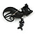 Multicoloured Enamel Cat and Dangling Fish Skeleton Brooch in Black Tone Metal - 45mm Tall - view 5