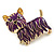 Purple Enamel Yorkie Dog Brooch In Gold Tone Metal - 35mm Across - view 6