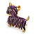 Purple Enamel Yorkie Dog Brooch In Gold Tone Metal - 35mm Across - view 7