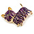 Purple Enamel Yorkie Dog Brooch In Gold Tone Metal - 35mm Across - view 4