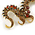 90mm Long/ Topaz/ Citrine/ Amber/ Black Crystal Chinese Dragon Large Brooch in Aged Gold Tone - view 6