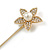 Clear Crystal White Pearl Daisy Flower Lapel, Hat, Suit, Tuxedo, Collar, Scarf, Coat Stick Brooch Pin in Gold Tone - 65mm L - view 4