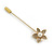 Clear Crystal White Pearl Daisy Flower Lapel, Hat, Suit, Tuxedo, Collar, Scarf, Coat Stick Brooch Pin in Gold Tone - 65mm L - view 8