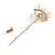 Gold Tone Clear Crystal Evil Eye Lapel, Hat, Suit, Tuxedo, Collar, Scarf, Coat Stick Brooch Pin - 60mm L - view 5