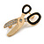 Gold Tone Crystal Enamel Scissors Brooch - 40mm Across - view 5
