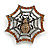 Vintage Inspired Amber Crystal Spider and Web Brooch in Aged Silver Tone - 40mm Diameter - view 2