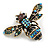 Vintage Inspired Crystal Bee Brooch in Aged Gold Tone - 40mm Across - view 5