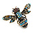 Vintage Inspired Crystal Bee Brooch in Aged Gold Tone - 40mm Across - view 7