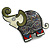 Cute Multicoloured Enamel Elephant Brooch/ Black Tone - 45mm Across - view 2