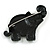 Cute Multicoloured Enamel Elephant Brooch/ Black Tone - 45mm Across - view 6