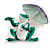 Funky Frog with Umbrella Enamel Brooch in Silver Tone (Green/White/Purple) - 40mm Tall - view 2