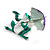 Funky Frog with Umbrella Enamel Brooch in Silver Tone (Green/White/Purple) - 40mm Tall - view 4