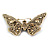 55g/ Large Multicoloured Crystal Butterfly Brooch in Gold Tone - 12cm Across - view 5
